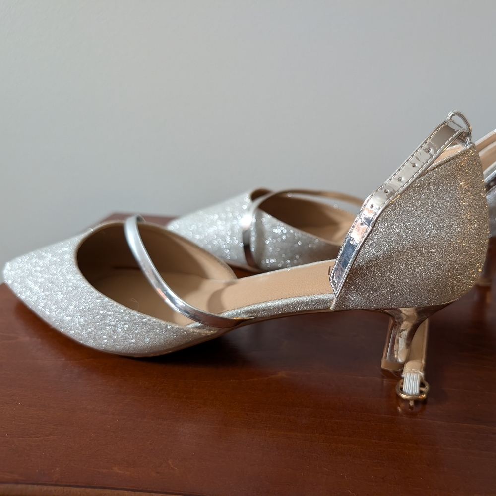 Elegant Silver Glitter Heels